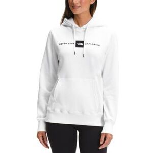 The North Face White Pullover Hoodie with Black Logo